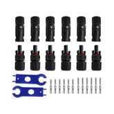 Kit connecteurs solaires MC4 30A avec 6 mâles, 6 femelles, 12 cosses et 2 clés de serrage